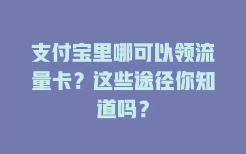 支付宝里哪可以领流量卡？这些途径你知道吗？