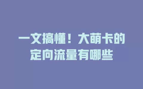 一文搞懂！大萌卡的定向流量有哪些