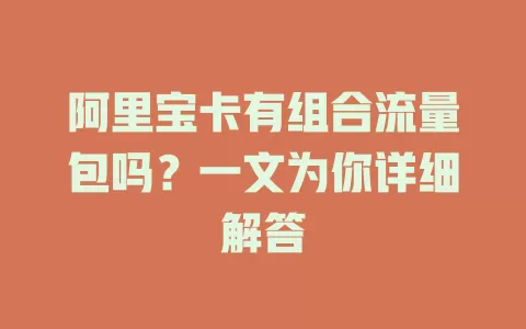阿里宝卡有组合流量包吗？一文为你详细解答