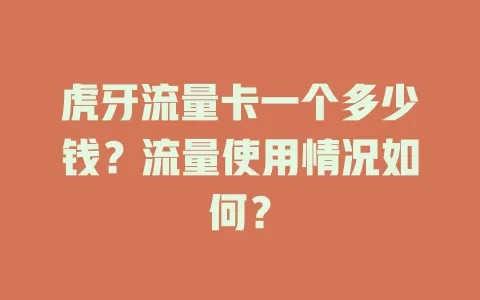 虎牙流量卡一个多少钱？流量使用情况如何？