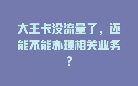 大王卡没流量了，还能不能办理相关业务？