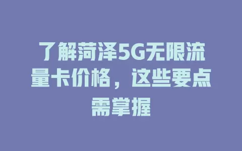 了解菏泽5G无限流量卡价格，这些要点需掌握
