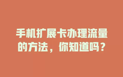手机扩展卡办理流量的方法，你知道吗？