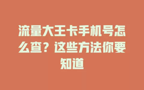 流量大王卡手机号怎么查？这些方法你要知道
