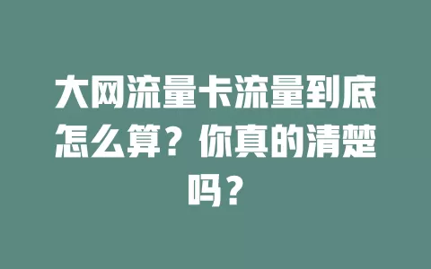 大网流量卡流量到底怎么算？你真的清楚吗？
