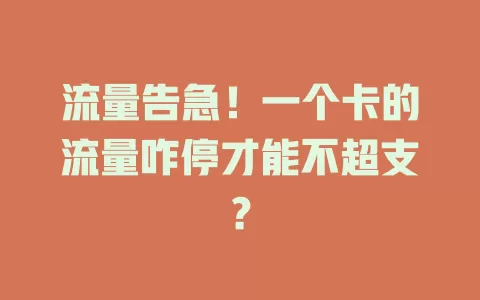 流量告急！一个卡的流量咋停才能不超支？