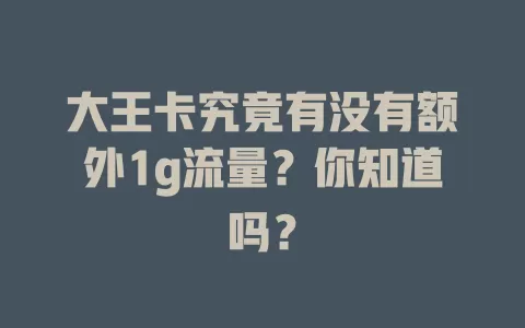 大王卡究竟有没有额外1g流量？你知道吗？