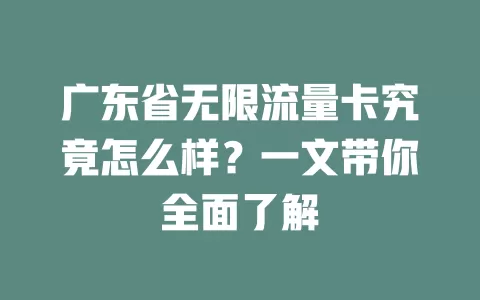 广东省无限流量卡究竟怎么样？一文带你全面了解