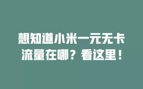 想知道小米一元无卡流量在哪？看这里！