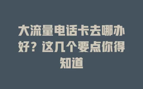 大流量电话卡去哪办好？这几个要点你得知道