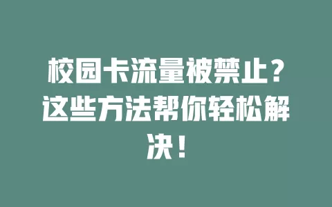 校园卡流量被禁止？这些方法帮你轻松解决！