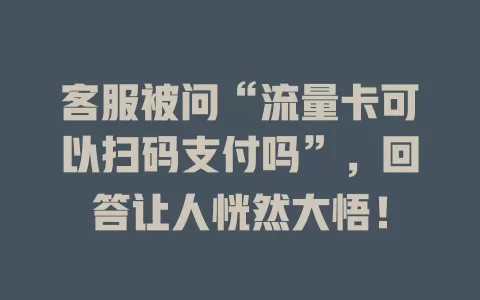 客服被问“流量卡可以扫码支付吗”，回答让人恍然大悟！