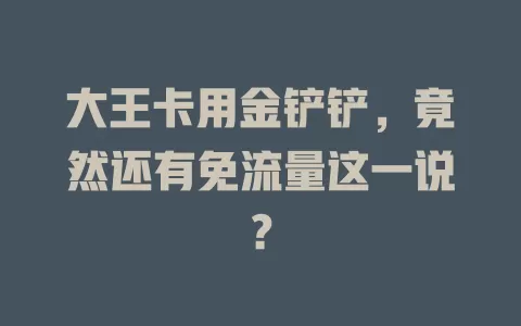 大王卡用金铲铲，竟然还有免流量这一说？