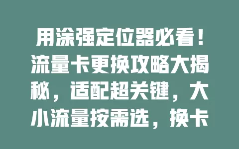 用涂强定位器必看！流量卡更换攻略大揭秘，适配超关键，大小流量按需选，换卡要点别错过