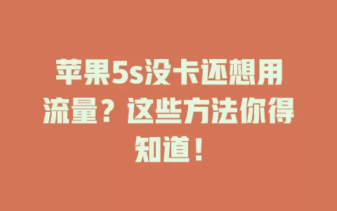 苹果5s没卡还想用流量？这些方法你得知道！