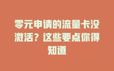 零元申请的流量卡没激活？这些要点你得知道