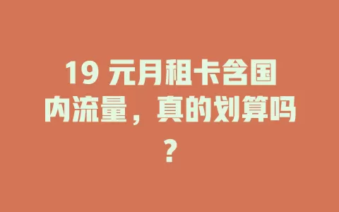 19 元月租卡含国内流量，真的划算吗？