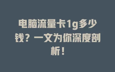 电脑流量卡1g多少钱？一文为你深度剖析！