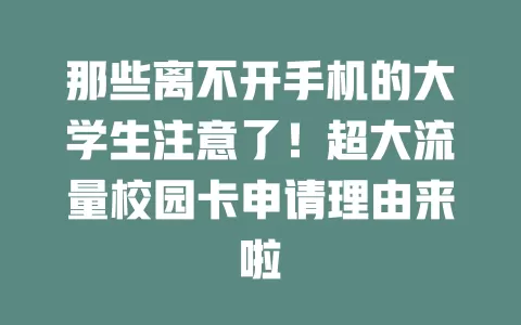 那些离不开手机的大学生注意了！超大流量校园卡申请理由来啦