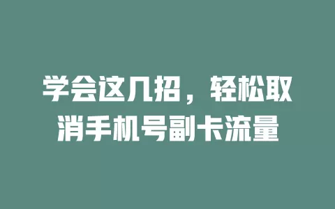学会这几招，轻松取消手机号副卡流量