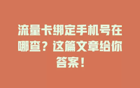 流量卡绑定手机号在哪查？这篇文章给你答案！