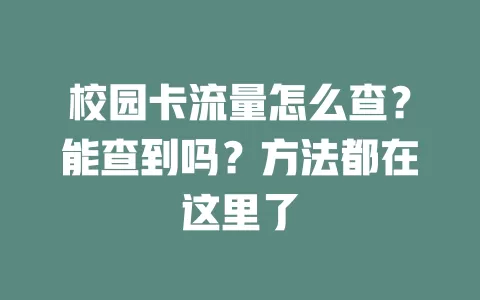 校园卡流量怎么查？能查到吗？方法都在这里了