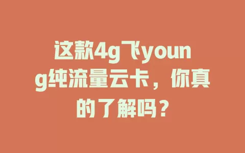 这款4g飞young纯流量云卡，你真的了解吗？