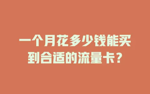 一个月花多少钱能买到合适的流量卡？