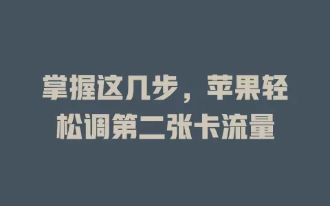 掌握这几步，苹果轻松调第二张卡流量