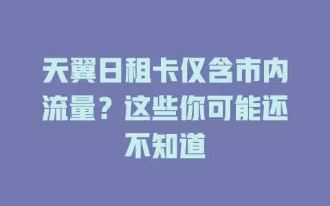 天翼日租卡仅含市内流量？这些你可能还不知道