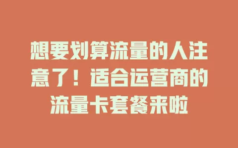 想要划算流量的人注意了！适合运营商的流量卡套餐来啦