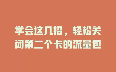 学会这几招，轻松关闭第二个卡的流量包