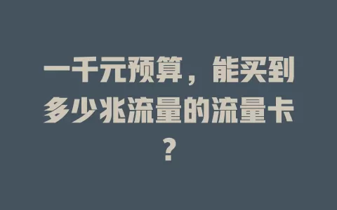 一千元预算，能买到多少兆流量的流量卡？