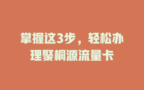 掌握这3步，轻松办理聚桐源流量卡