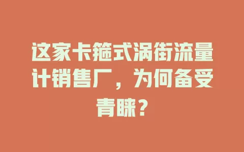 这家卡箍式涡街流量计销售厂，为何备受青睐？