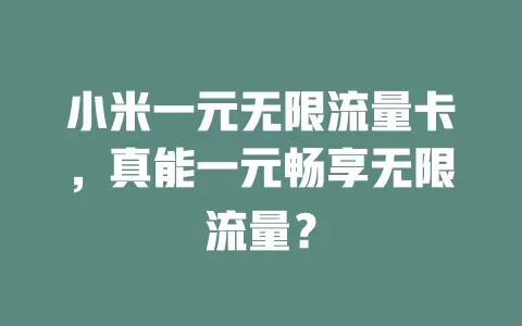 小米一元无限流量卡，真能一元畅享无限流量？