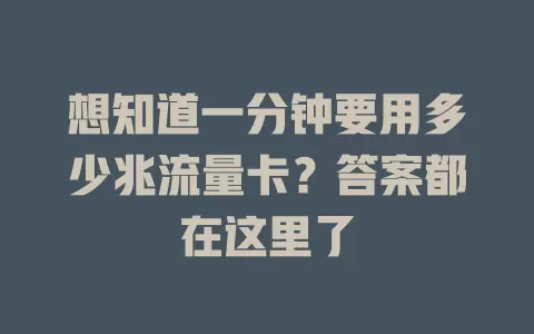 想知道一分钟要用多少兆流量卡？答案都在这里了
