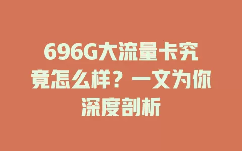696G大流量卡究竟怎么样？一文为你深度剖析