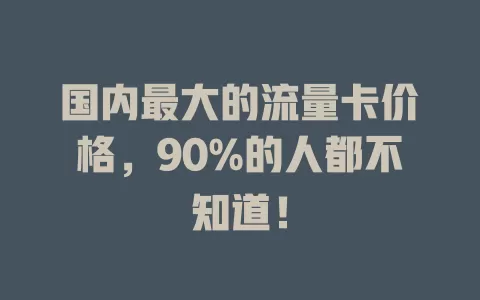 国内最大的流量卡价格，90%的人都不知道！
