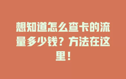 想知道怎么查卡的流量多少钱？方法在这里！