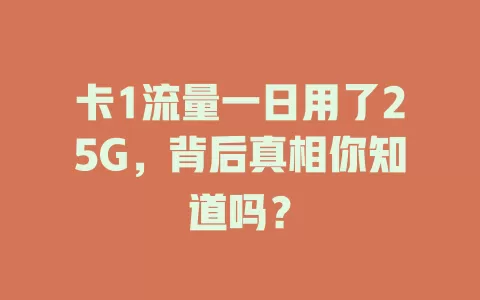卡1流量一日用了25G，背后真相你知道吗？