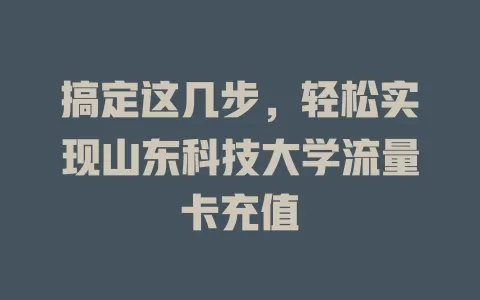 搞定这几步，轻松实现山东科技大学流量卡充值