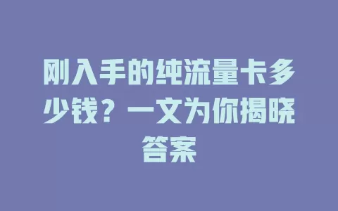 刚入手的纯流量卡多少钱？一文为你揭晓答案