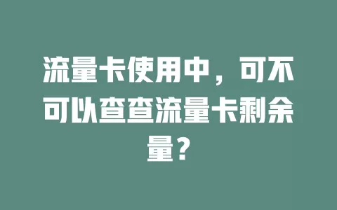 流量卡使用中，可不可以查查流量卡剩余量？