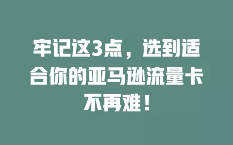 牢记这3点，选到适合你的亚马逊流量卡不再难！