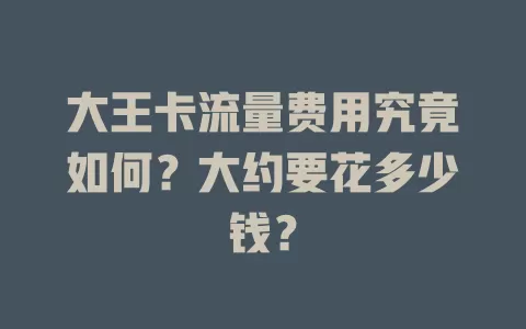 大王卡流量费用究竟如何？大约要花多少钱？