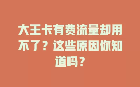 大王卡有费流量却用不了？这些原因你知道吗？