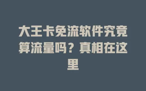 大王卡免流软件究竟算流量吗？真相在这里