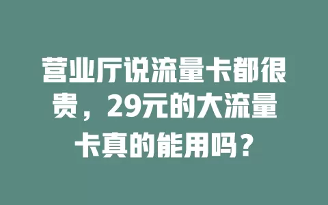 营业厅说流量卡都很贵，29元的大流量卡真的能用吗？