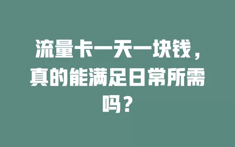 流量卡一天一块钱，真的能满足日常所需吗？